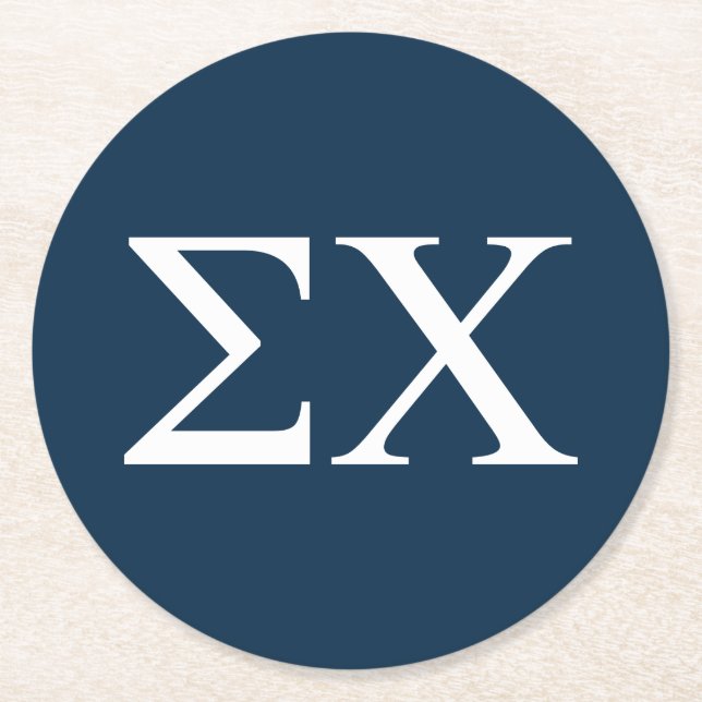 Sigma Chi Letter Logo Round Paper Coaster (Front)