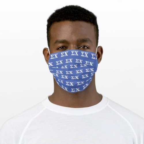 Sigma Chi White and Blue Letters Adult Cloth Face Mask