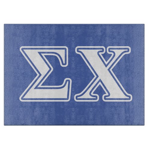 Sigma Chi White and Blue Letters Cutting Board