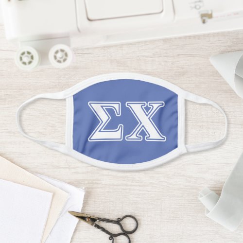 Sigma Chi White and Blue Letters Face Mask