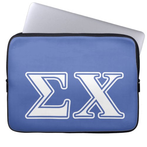 Sigma Chi White and Blue Letters Laptop Sleeve