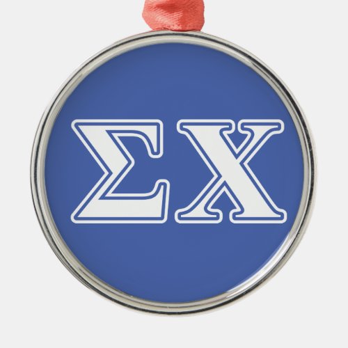 Sigma Chi White and Blue Letters Metal Ornament