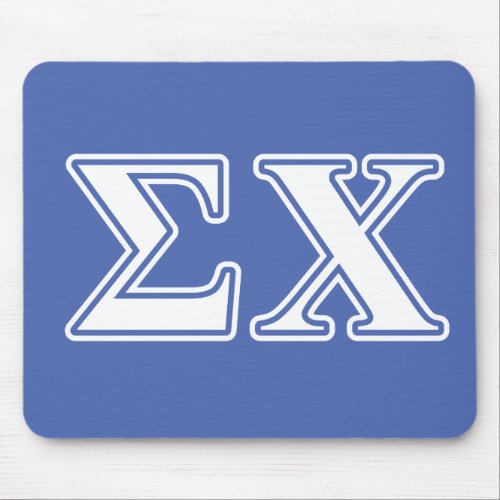 Sigma Chi White and Blue Letters Mouse Pad