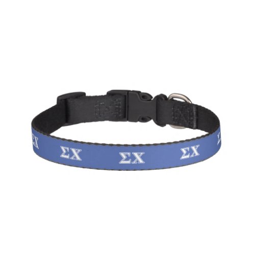 Sigma Chi White and Blue Letters Pet Collar