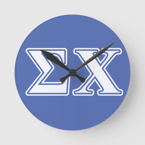 Sigma Chi White and Blue Letters Round Clock