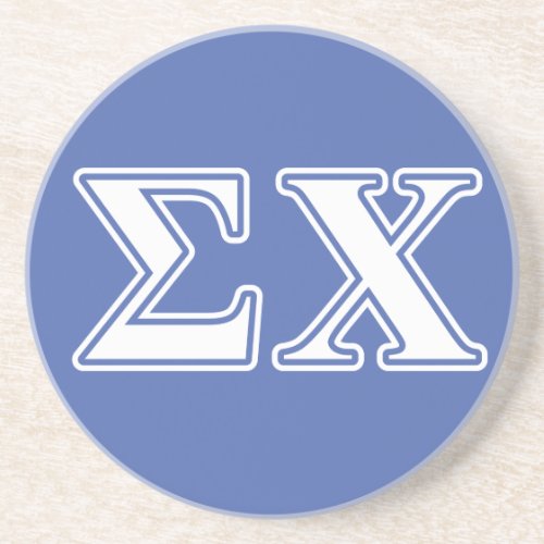 Sigma Chi White and Blue Letters Sandstone Coaster