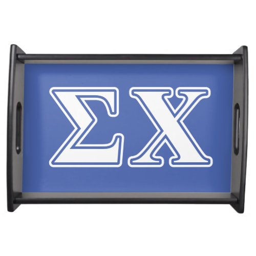Sigma Chi White and Blue Letters Serving Tray