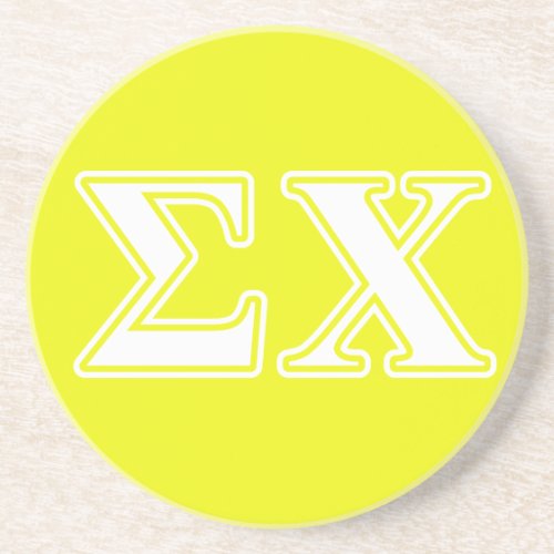 Sigma Chi White and Yellow Letters Drink Coaster