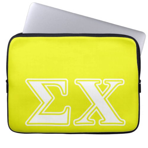 Sigma Chi White and Yellow Letters Laptop Sleeve