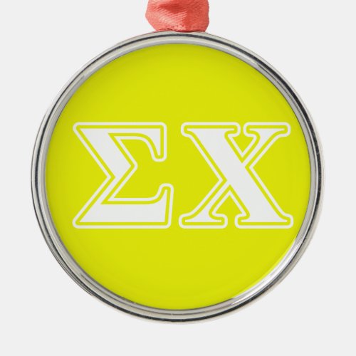 Sigma Chi White and Yellow Letters Metal Ornament