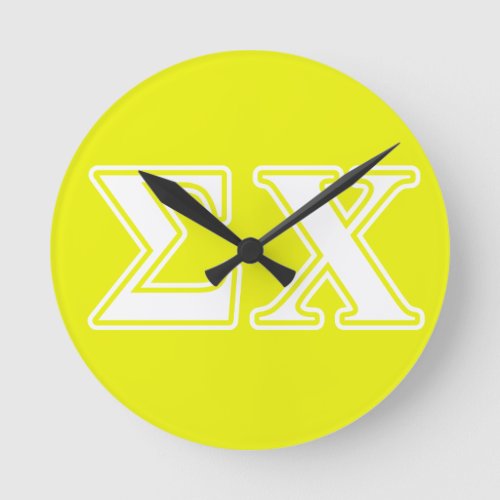 Sigma Chi White and Yellow Letters Round Clock