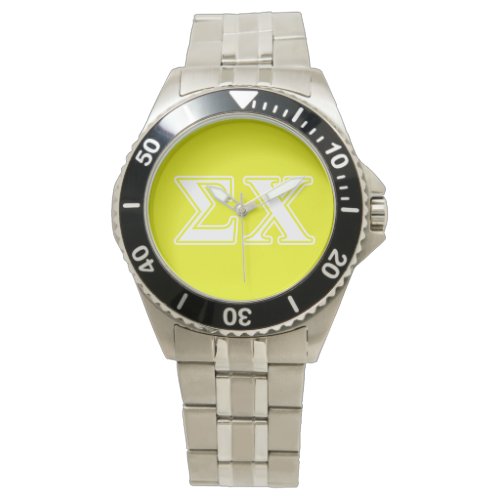Sigma Chi White and Yellow Letters Watch
