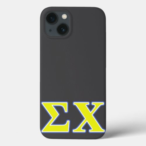 Sigma Chi Yellow and Blue Letters iPhone 13 Case