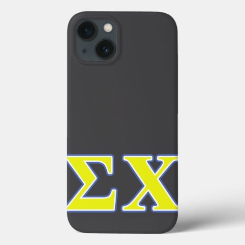 Sigma Chi Yellow and Blue Letters iPhone 13 Case