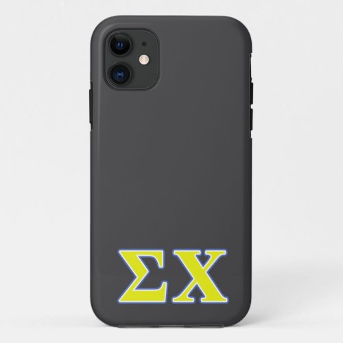 Sigma Chi Yellow and Blue Letters iPhone 11 Case