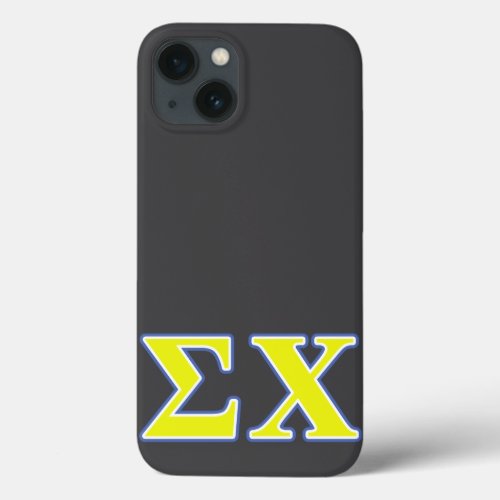 Sigma Chi Yellow and Blue Letters iPhone 13 Case