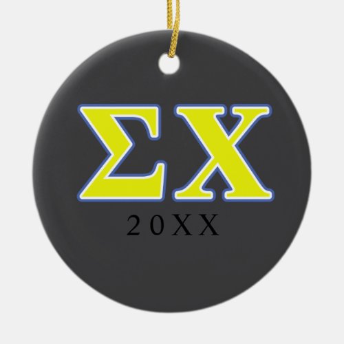 Sigma Chi Yellow and Blue Letters Ceramic Ornament