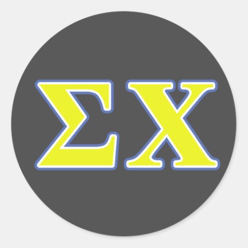 Sigma Chi Yellow and Blue Letters Classic Round Sticker