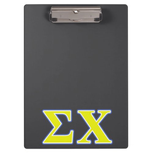 Sigma Chi Yellow and Blue Letters Clipboard