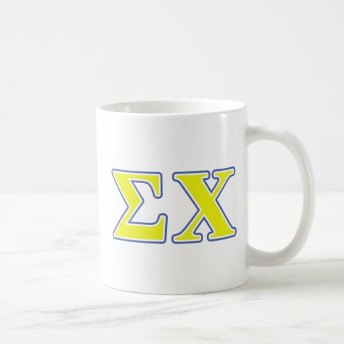 Sigma Chi Yellow and Blue Letters Coffee Mug