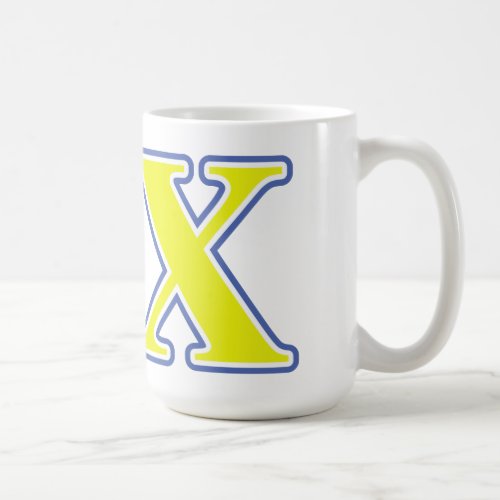 Sigma Chi Yellow and Blue Letters Coffee Mug