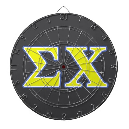 Sigma Chi Yellow and Blue Letters Dart Board
