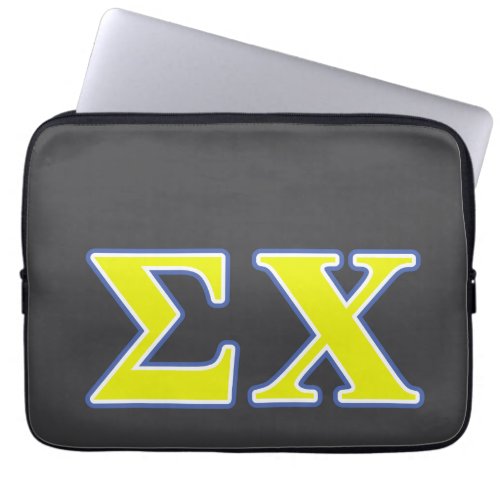 Sigma Chi Yellow and Blue Letters Laptop Sleeve