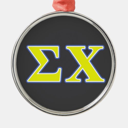 Sigma Chi Yellow and Blue Letters Metal Ornament