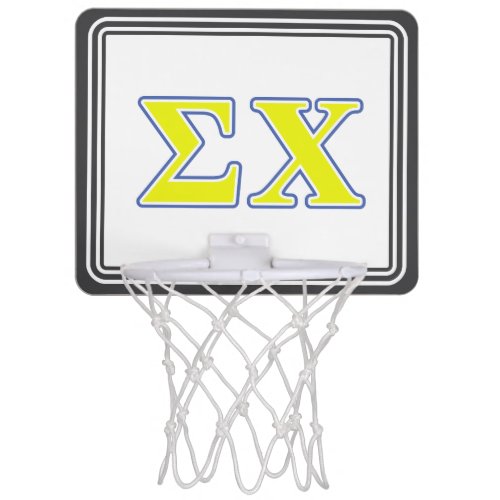 Sigma Chi Yellow and Blue Letters Mini Basketball Hoop