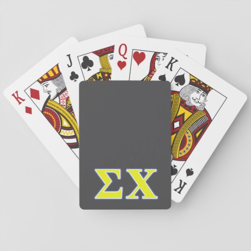 Sigma Chi Yellow and Blue Letters Poker Cards