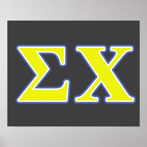 Sigma Chi Yellow and Blue Letters Poster
