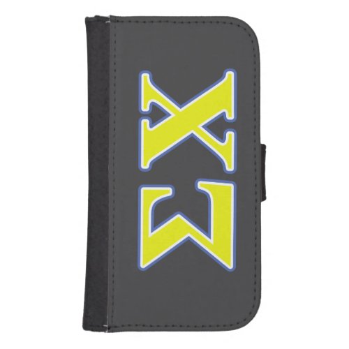 Sigma Chi Yellow and Blue Letters Galaxy S4 Wallet Case