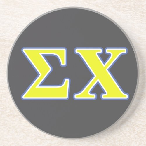 Sigma Chi Yellow and Blue Letters Sandstone Coaster