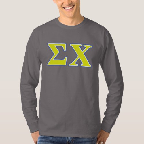 Sigma Chi Yellow and Blue Letters T_Shirt