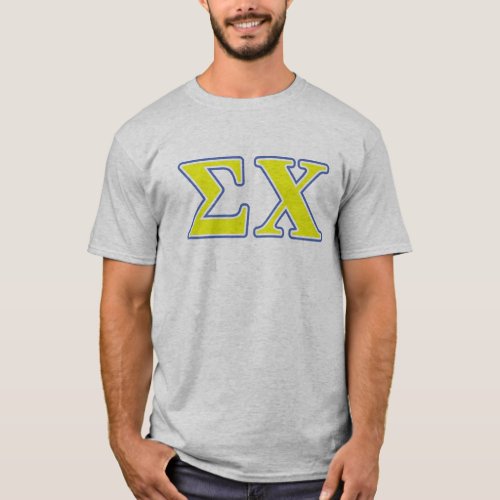Sigma Chi Yellow and Blue Letters T_Shirt