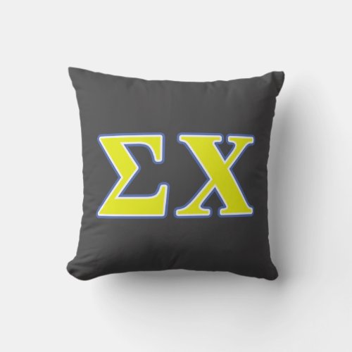 Sigma Chi Yellow and Blue Letters Throw Pillow