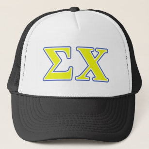 Sigma Chi Yellow and Blue Letters Trucker Hat