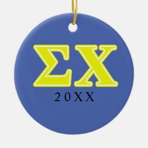 Sigma Chi Yellow Letters Ceramic Ornament