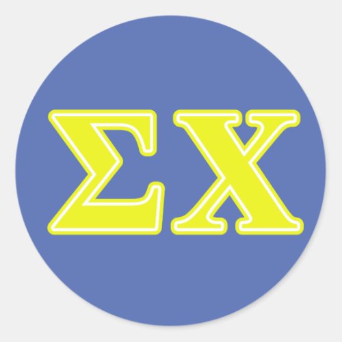 Sigma Chi Yellow Letters Classic Round Sticker