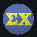 Sigma Chi Yellow Letters Dartboard With Darts<br><div class="desc">Check out these official Sigma Chi designs! Personalize your own Greek merchandise on Zazzle.com! Click the Customize button to insert your own name, class year, or club to make a unique product. Try adding text using various fonts & view a preview of your design! Zazzle's easy to customize products have...</div>