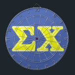 Sigma Chi Yellow Letters Dartboard With Darts<br><div class="desc">Check out these official Sigma Chi designs! Personalize your own Greek merchandise on Zazzle.com! Click the Customize button to insert your own name, class year, or club to make a unique product. Try adding text using various fonts & view a preview of your design! Zazzle's easy to customize products have...</div>