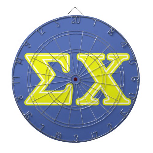 Sigma Chi Yellow Letters Dartboard With Darts