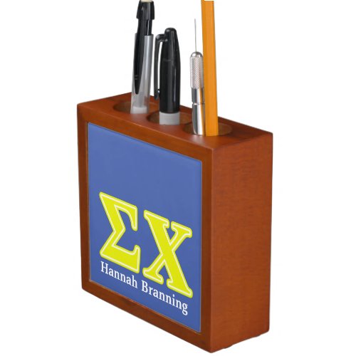 Sigma Chi Yellow Letters Desk Organizer