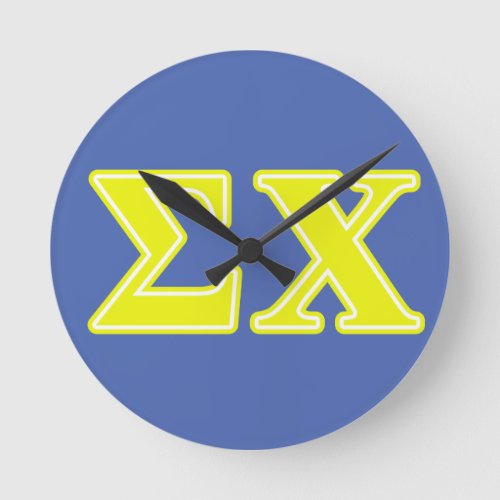 Sigma Chi Yellow Letters Round Clock