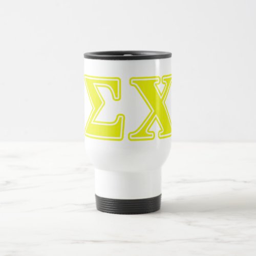 Sigma Chi Yellow Letters Travel Mug