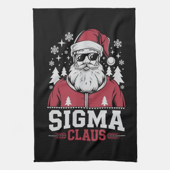 Sigma Claus Cool Santa Christmas Rizz Rizzler Meme Kitchen Towel (Vertical)