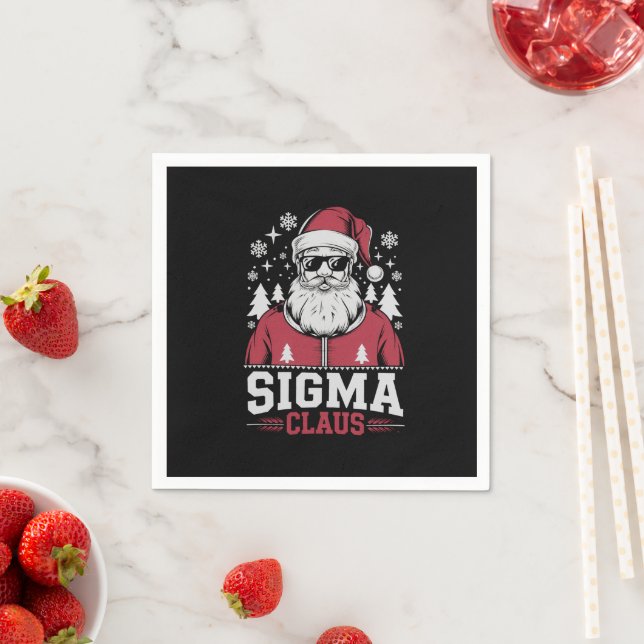 Sigma Claus Cool Santa Christmas Rizz Rizzler Meme Napkins (Insitu)