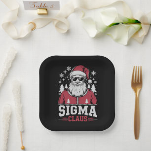 Sigma Claus Cool Santa Christmas Rizz Rizzler Meme Paper Plates