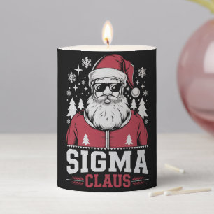 Sigma Claus Cool Santa Christmas Rizz Rizzler Meme Pillar Candle