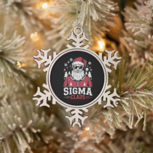 Sigma Claus Cool Santa Christmas Rizz Rizzler Meme Snowflake Pewter Christmas Ornament